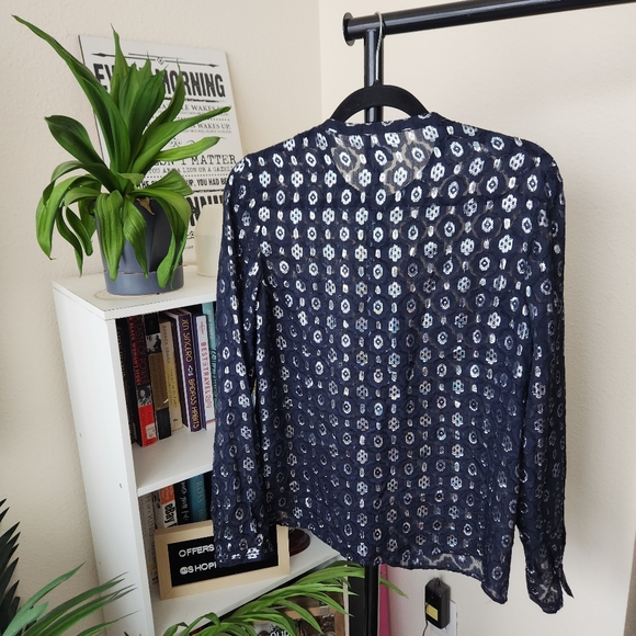 Maison Scotch & Soda Silk Metallic Long Sleeve Button Down Shirt - Picture 5 of 5
